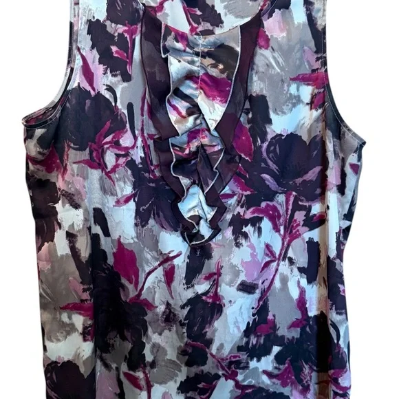 Ann Taylor Ruffled Front Sleeveless blouse Mauve and Pink - Picture 1 of 6